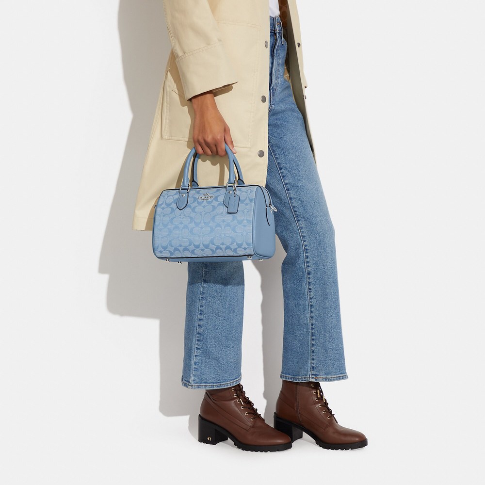 NWT Coach Outlet Rowan Satchel In Signature Chambray - Picture 5 of 6